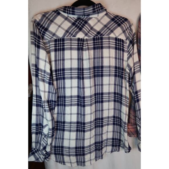 Rails White Sky Mauve set of 2 Plaid Flannel Sleep Shirt S - Picture 11 of 14